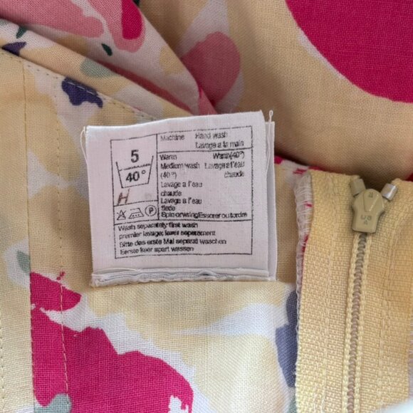 Vtg Laura Ashley Yellow Floral Strapless Fit & Flare Dress - Sz 10 (Runs Small) - Picture 6 of 6